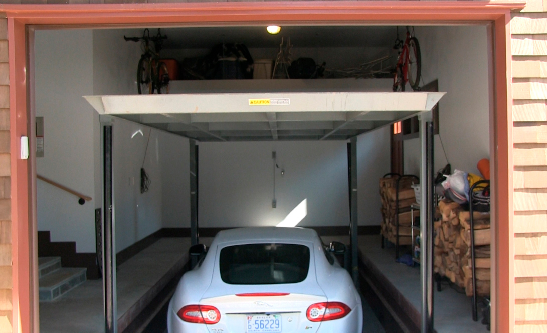Single Car Garage Lift maximizes space in residential garage - Vasari Lifts